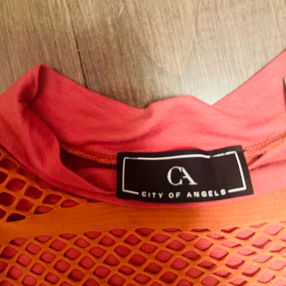 Coral Rust Fishnet Mini Dress - Picture 4 of 8